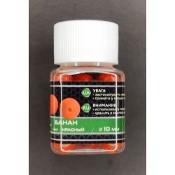 Плаваюча силіконова наживка, в діпі, EOS, Кулька, 10мм, 25шт/уп, Банан, червоний